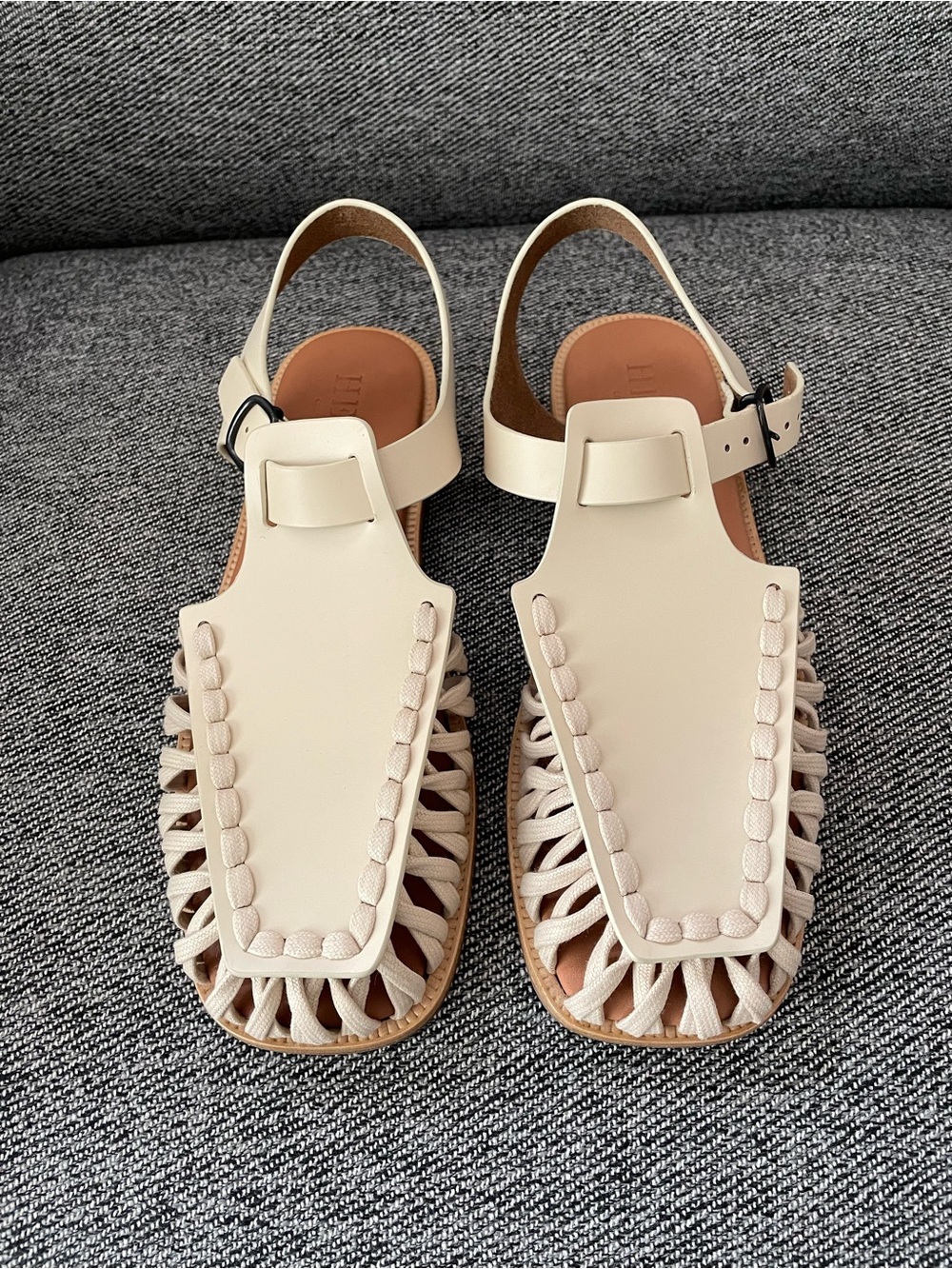NWT Hereu ALARO square toe caged sandals cream 40 - Picture 4 of 13